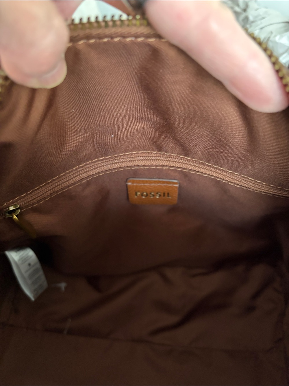Fossil Sydney Leather Top-Handle Satchel medium brown Crossbody Two way Bag NWT - Picture 7 of 11
